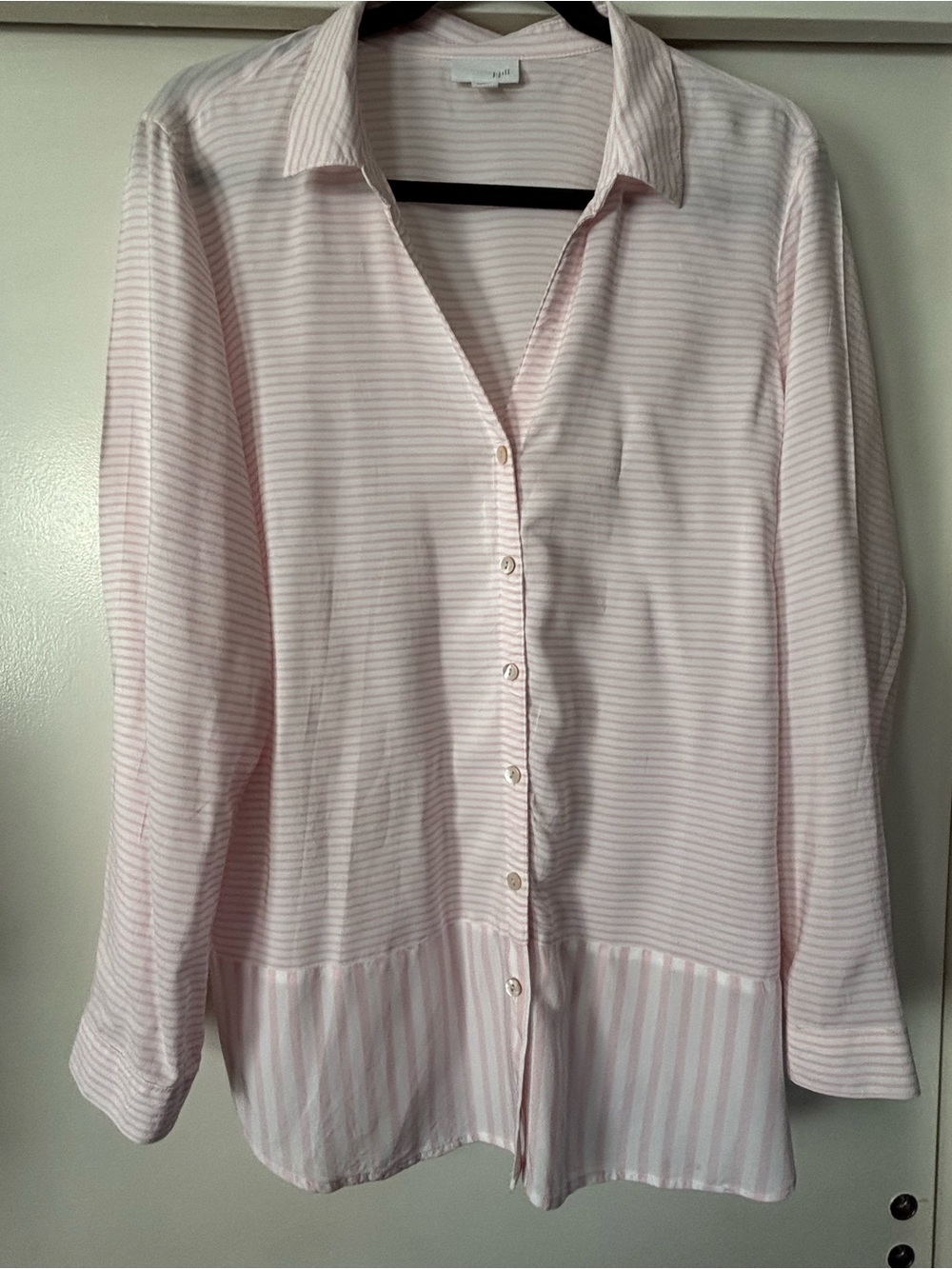 J. Jill Pink and White Striped Button Up Shirt Women’s Petite Large
